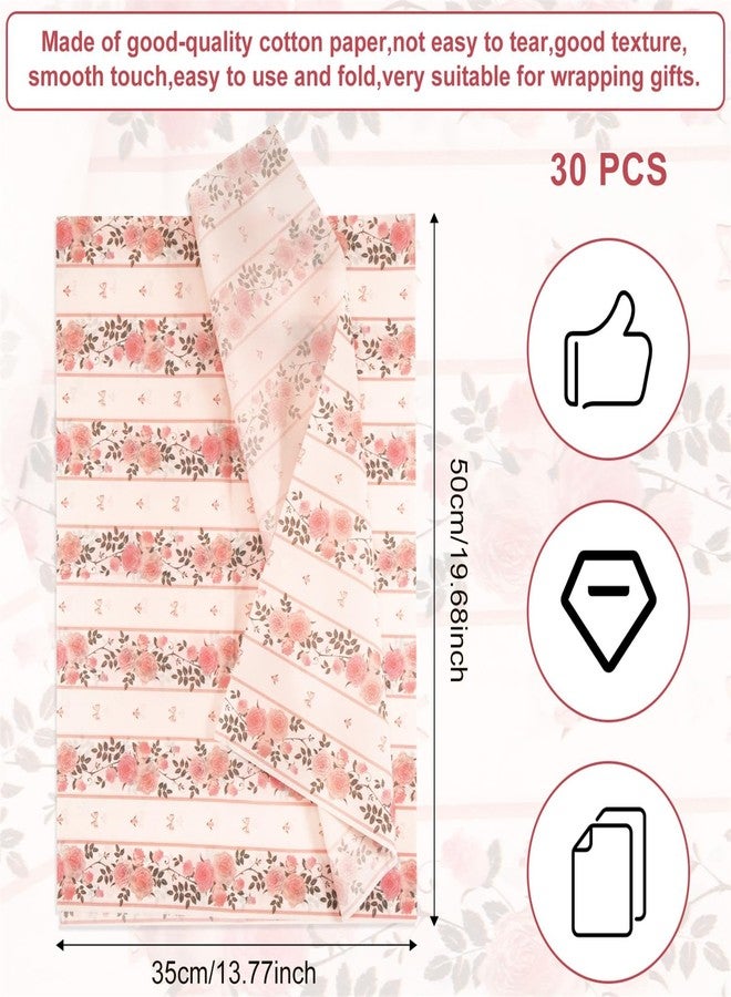 XIHIRCD ورق تغليف هدايا مزين بفيونكة وردية (14 × 20 بوصة) - 30 ورقة لحفلات الزفاف والمناسبات - Image 2